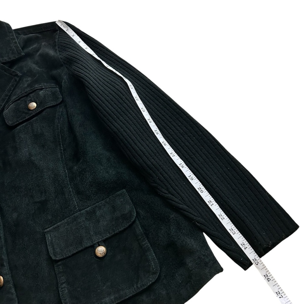 Live a Little Women’s Y2K Black Suede Leather Knit Sleeves Jacket Size 2X - Picture 8 of 8